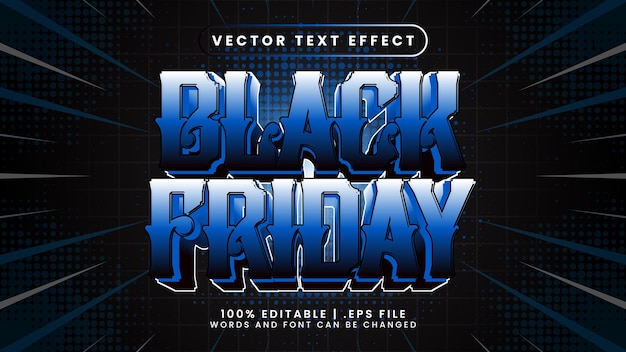 Black friday sale editable text effect with blue text style and black background