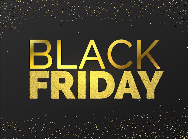 Black friday sale gold shiny vector banner Premium poster concept with luxury golden letters on black background