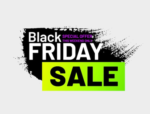 Black Friday sale label in shape of paintbrush stroke Special offer this weekend only tag Modern design isolated on white background Event advertising message Promotion and marketing campaign