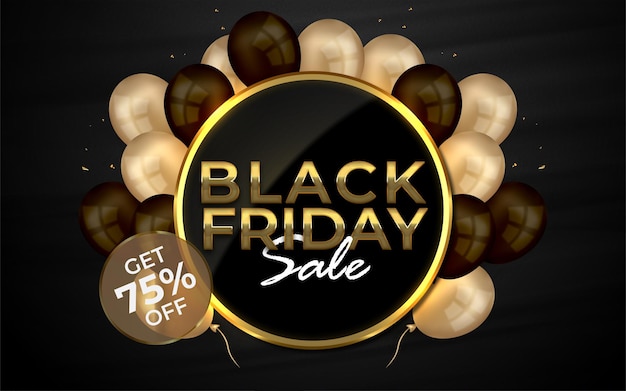 Black friday sale luxury banner with balloons template