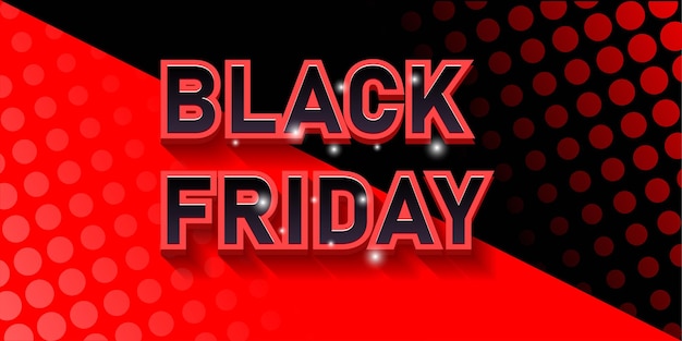 Black friday sale poster or banner on halftone black red background