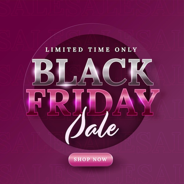 Black Friday Sale Poster Or Template Design In Purple Color