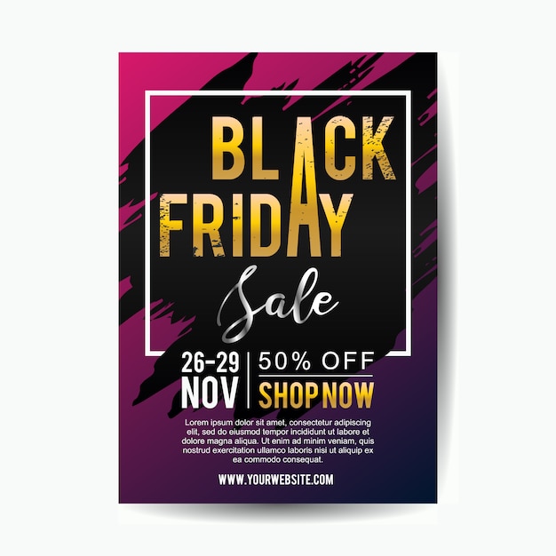 Black friday sale poster template with gradient background