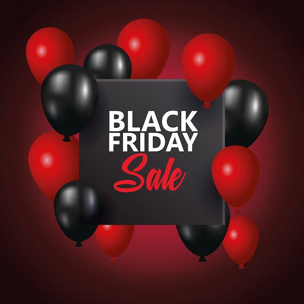 Black friday sale poster with balloons helium   