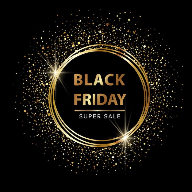 Black friday sale promotion banner with golden glitter