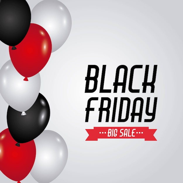 Black friday sale red and black and white balloons