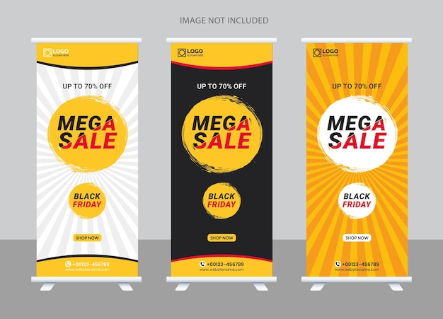 Black Friday sale roll-up banner desing template