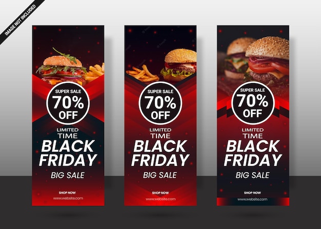 Black friday sale roll up or x banner template combo