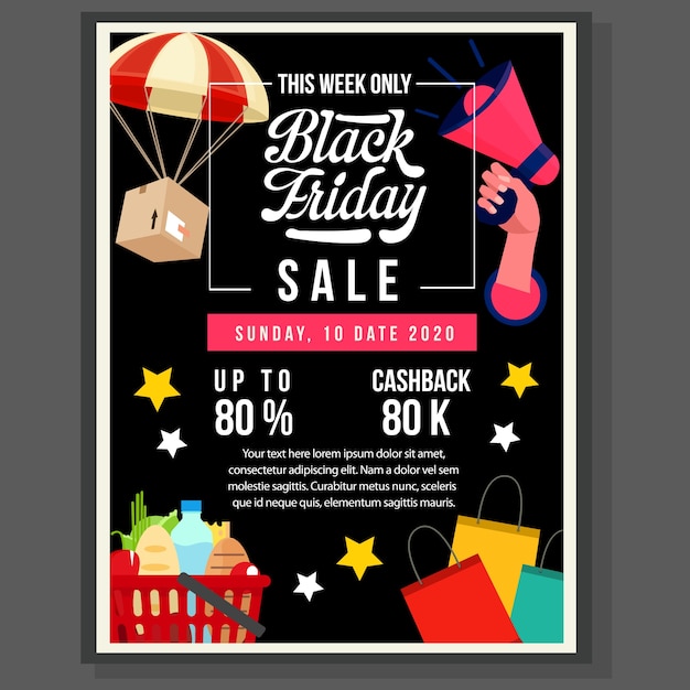 Black friday sale shopping item poster