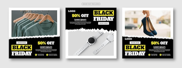 Black friday sale social media banner template and Instagram post