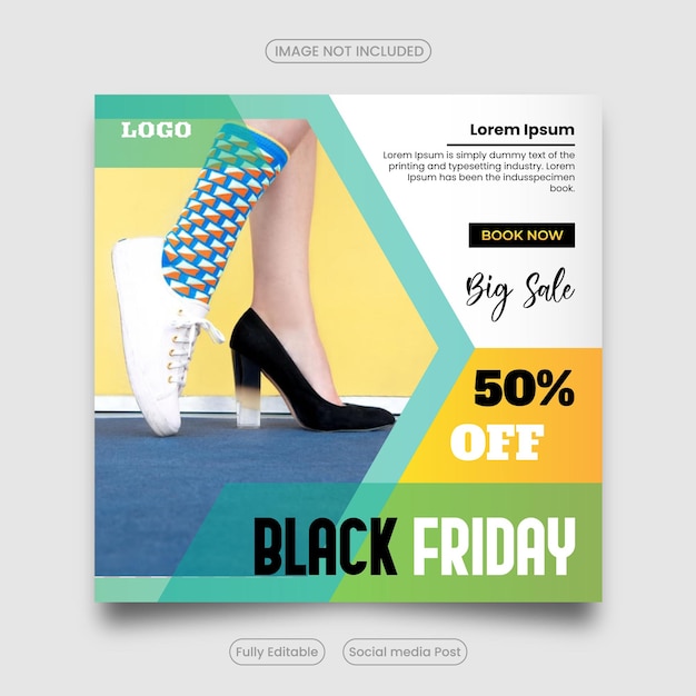 Black friday sale social media banner template and Instagram post