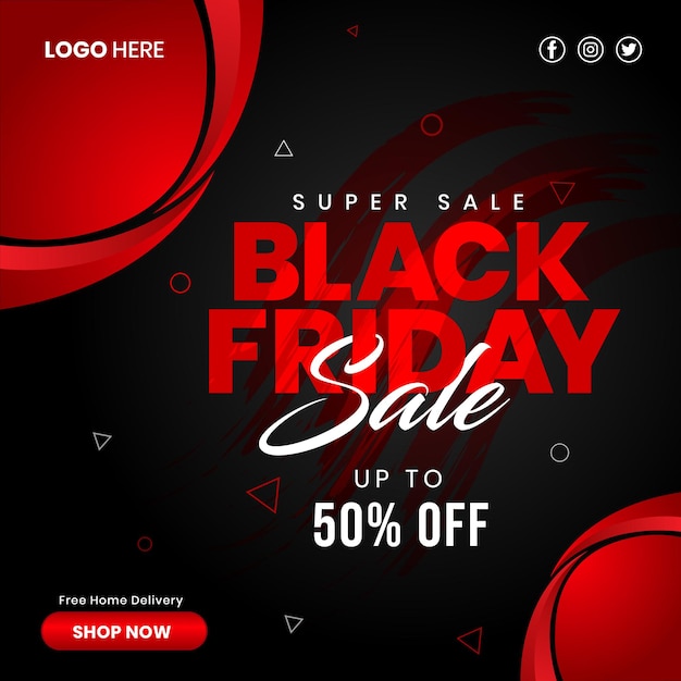 Black friday sale social media banner template Premium Vector