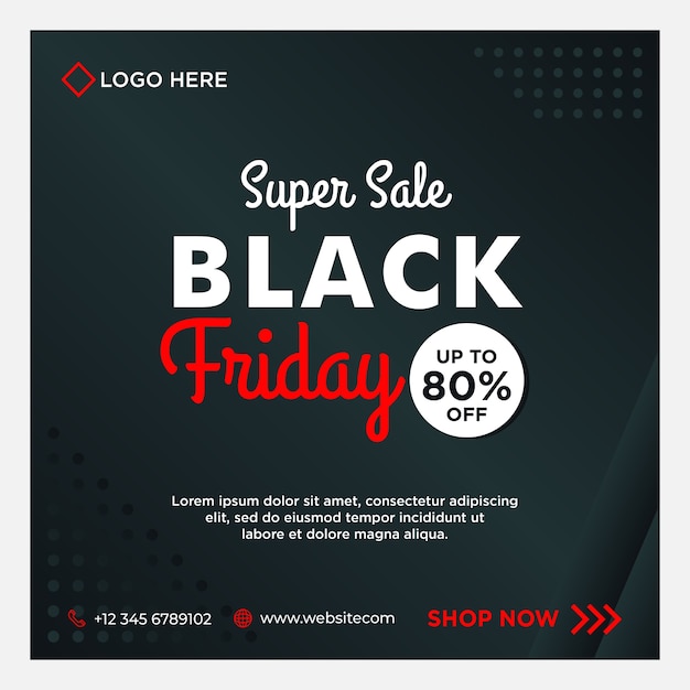 Black Friday sale social media banner template with black   gradient style