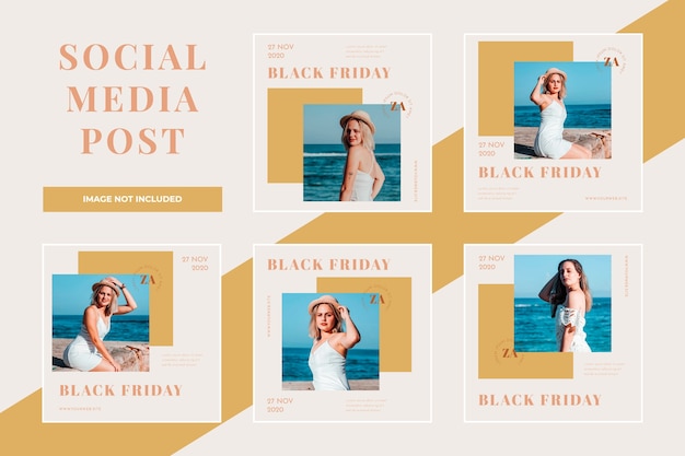 Black Friday Sale Social Media Post Set Template