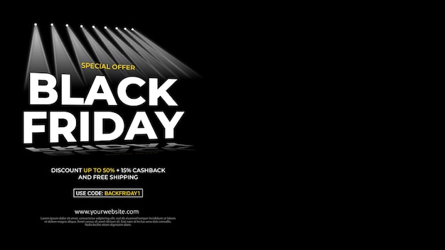 Black friday sale special offer banner with dark background