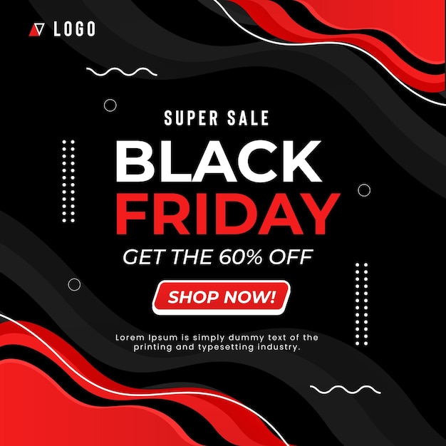 Black friday sale square social media instagram post template