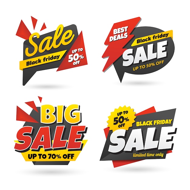 Black Friday Sale Sticker Banner Set