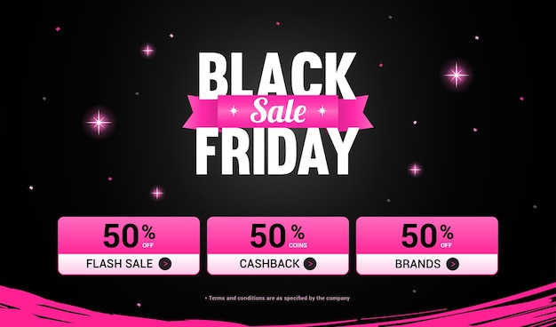 Black Friday sale template background vector illustration. Black and pink theme