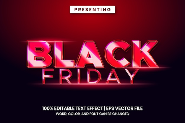 Black friday sale text effect with glossy style