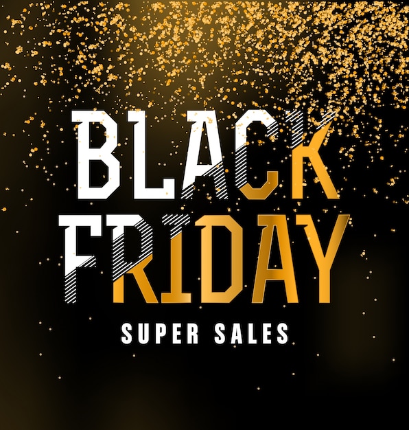 Black Friday Sale Typographic Design - Black, White, and Gold