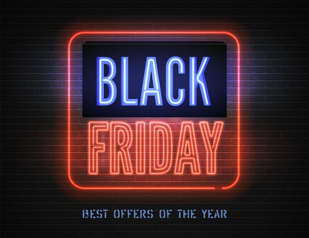 Black friday sale vector red blue neon light box banner template