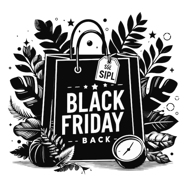 Black Friday sale vector shopping bag