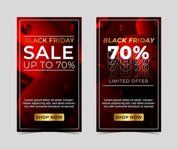 Black Friday sale with gradient fluid background for social media stories poster and banner