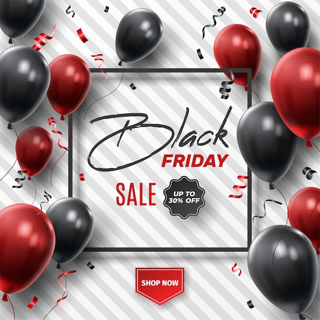 Black Friday Sale   with Shiny Balloons  