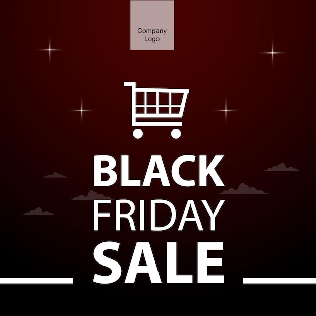 Black friday sale with shopping trolley icon and black background