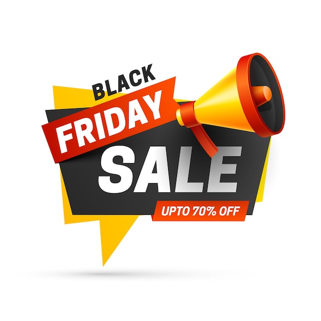 Black friday sale with speaker on white background