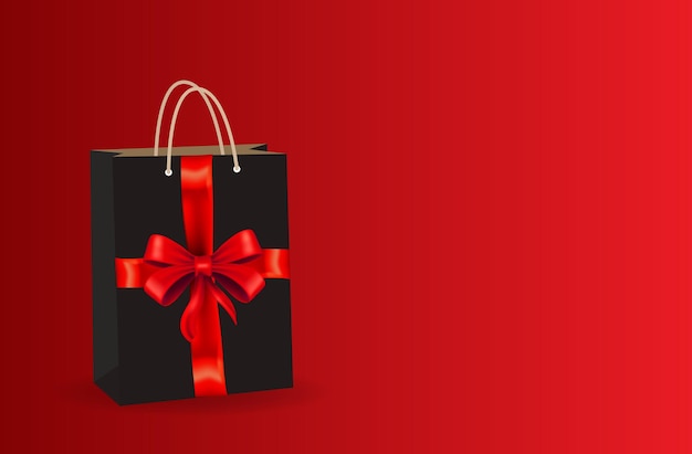 Black Friday sales background Bag with a red background Creative Concept Banner Design Black Friday Celebration Copy space text area Vector illustration Suitable for template design brochure ba