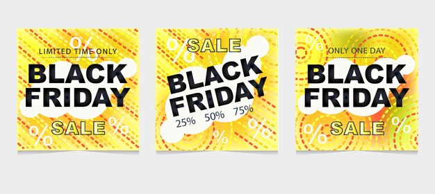 Black friday set of trendy golden gradient background