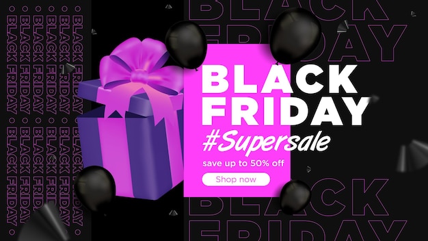 Black Friday Shop Now Supersale 2022 Banner Vector Background