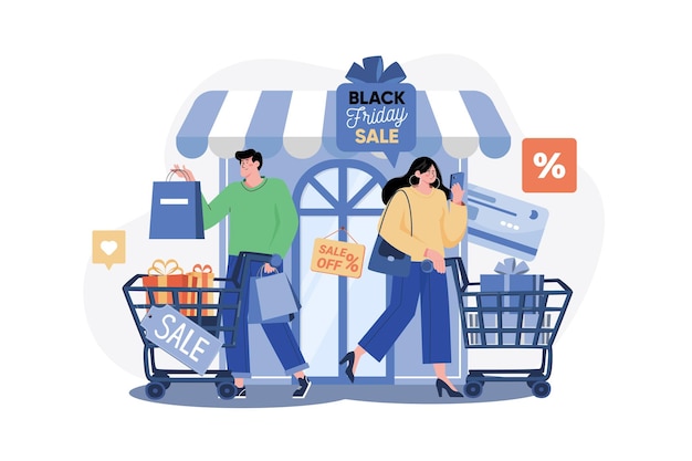 Black Friday Shopping Illustration concept