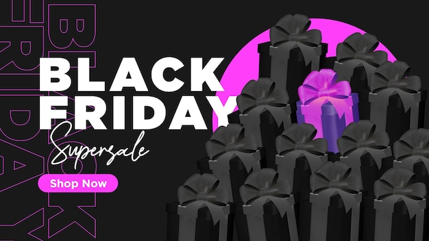 Black Friday Shopping Supersale 2022 Banner Vector Background