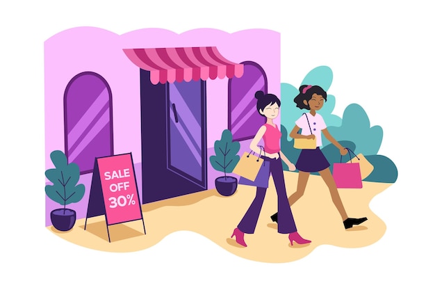 Black Friday Shopping Vector Illustration