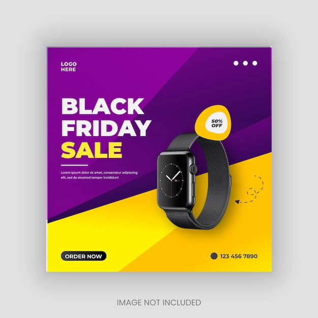 Vector black friday smart watch super sale social media banner template