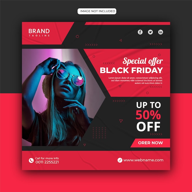 Black friday social media Instagram post design template Premium Vector