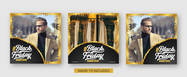 Black Friday Social Media Post Template. Digital marketing and sales promotion on black friday