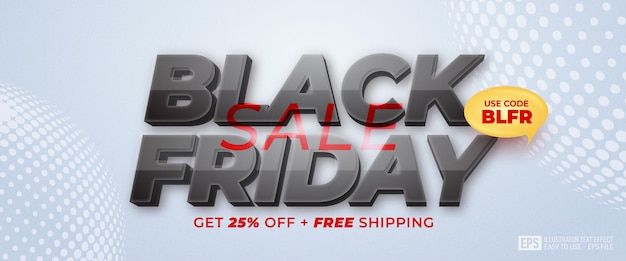 Black friday special offer banner editable text 3d effect