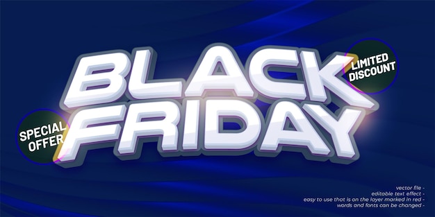 Black friday special offer with 3D modern style editable text effect