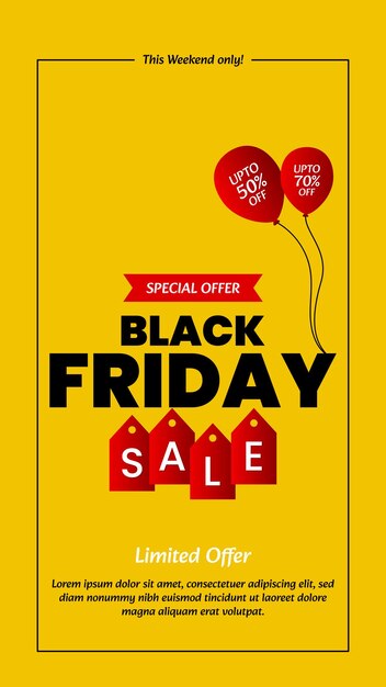 Vector black friday special sale offer instagram story template design