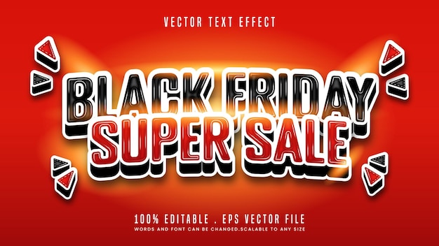 Black friday super sale 3d editable text effect font style