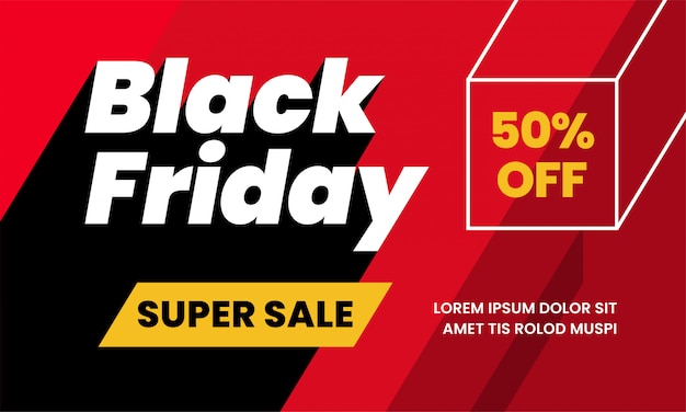 Black friday super sale 50% off banner template