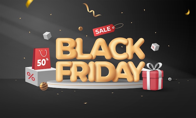 Black Friday Super Sale Banner 3d concept vector template