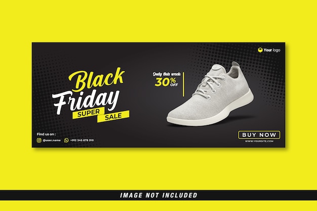 Black friday super sale facebook cover banner template