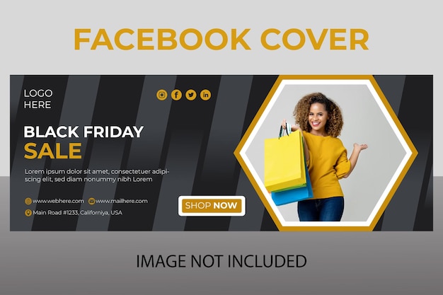 Black friday super sale facebook cover template design