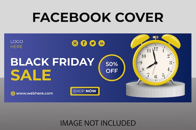 Black friday super sale facebook cover template design