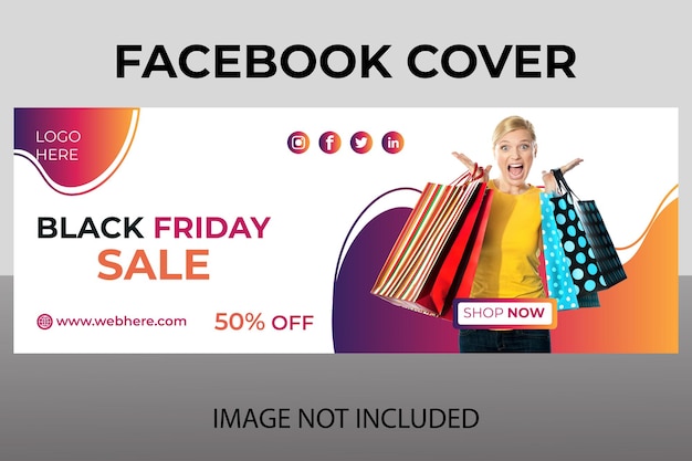 Black friday super sale facebook cover template design