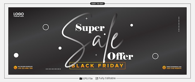 Vector black friday super sale offer social media banner template